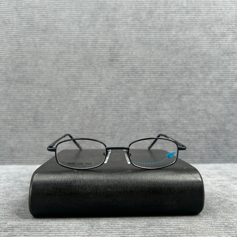 Essilor Vision Foundation EVF8008 BLU Oval Navy Blue Metal Y2k Eyeglass Frames